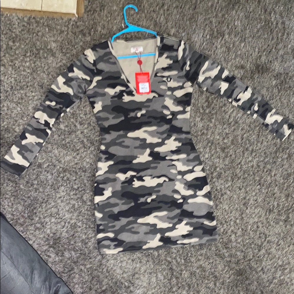True Religion Camouflage Long Sleeve Dress